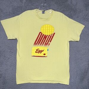Kellogg's Eggo Ding! T Shirt Men's Sz M Yellow Waffle Toaster Haiti‎ Made Tee
